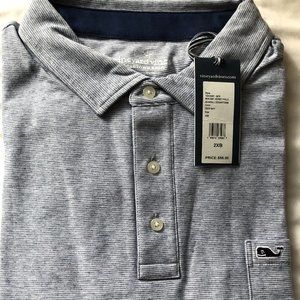 Vineyard Vines Mens Jersey Polo Seawall Edgartown - Deep Bay blue, Size: 2XB